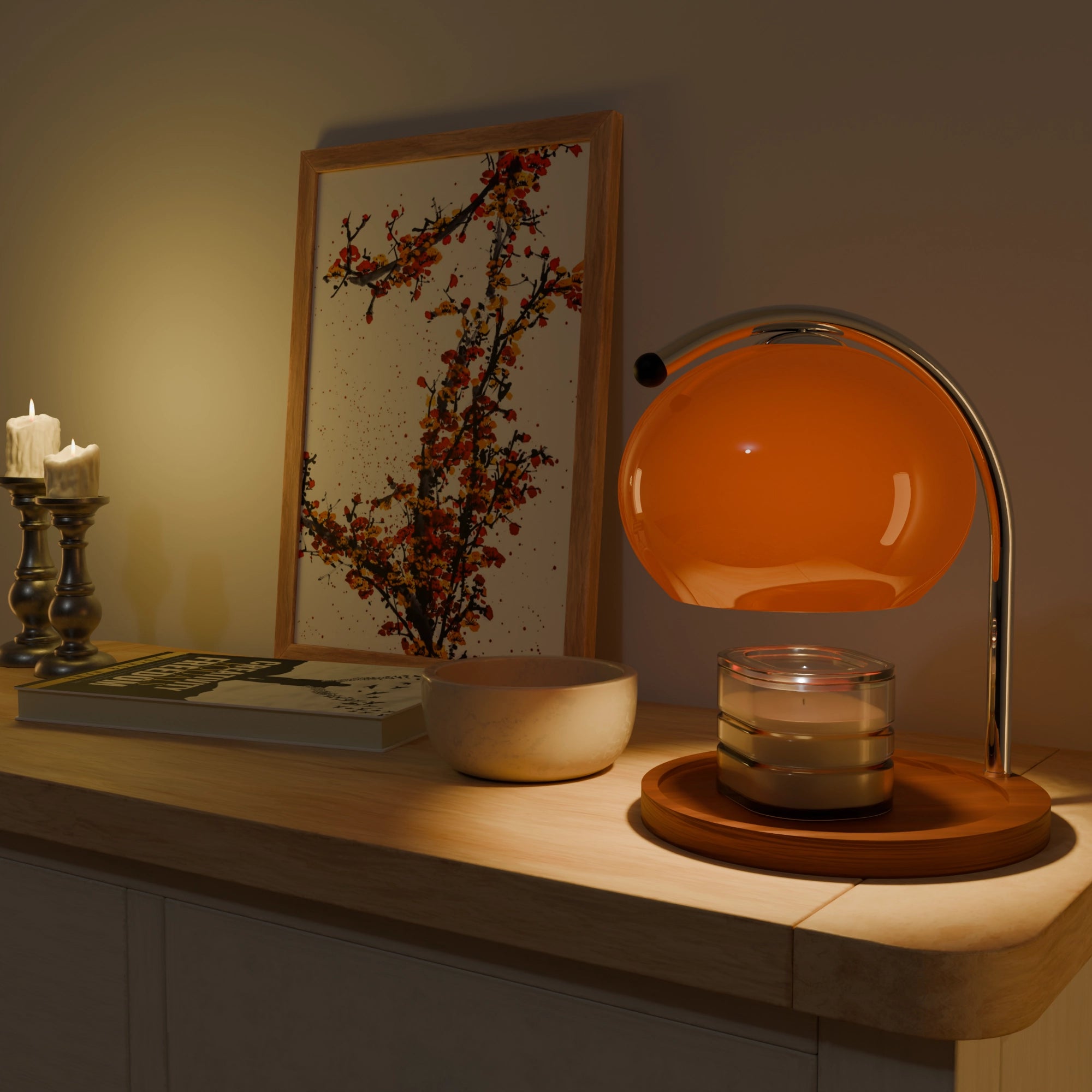 Tangerine Retro Candle Warmer
