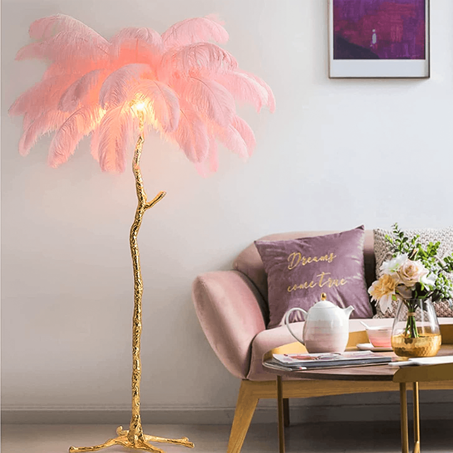 Ostrich Feather Floor Lamp - Casa Di Lumo