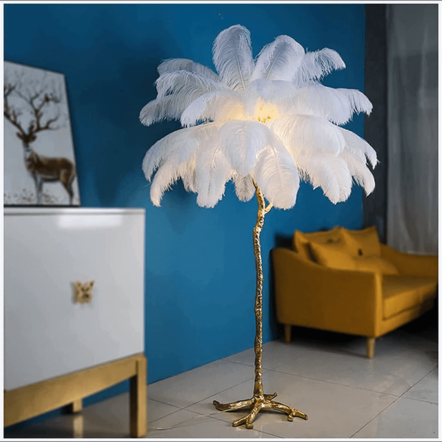 Ostrich Feather Floor Lamp - Casa Di Lumo
