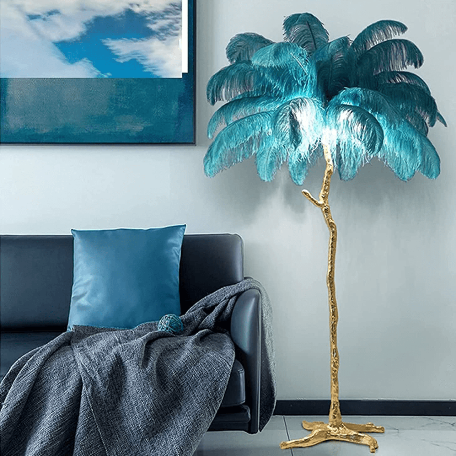 Ostrich Feather Floor Lamp - Casa Di Lumo