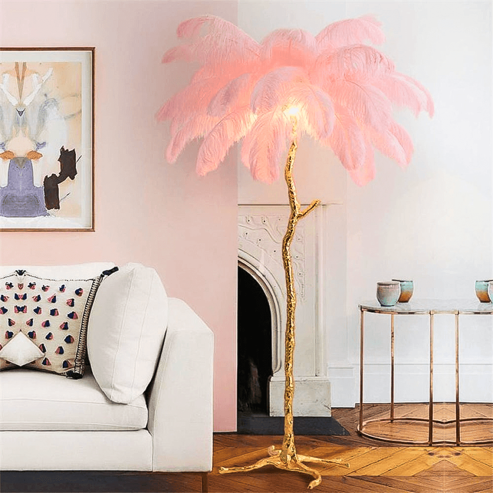 Ostrich Feather Floor Lamp - Casa Di Lumo