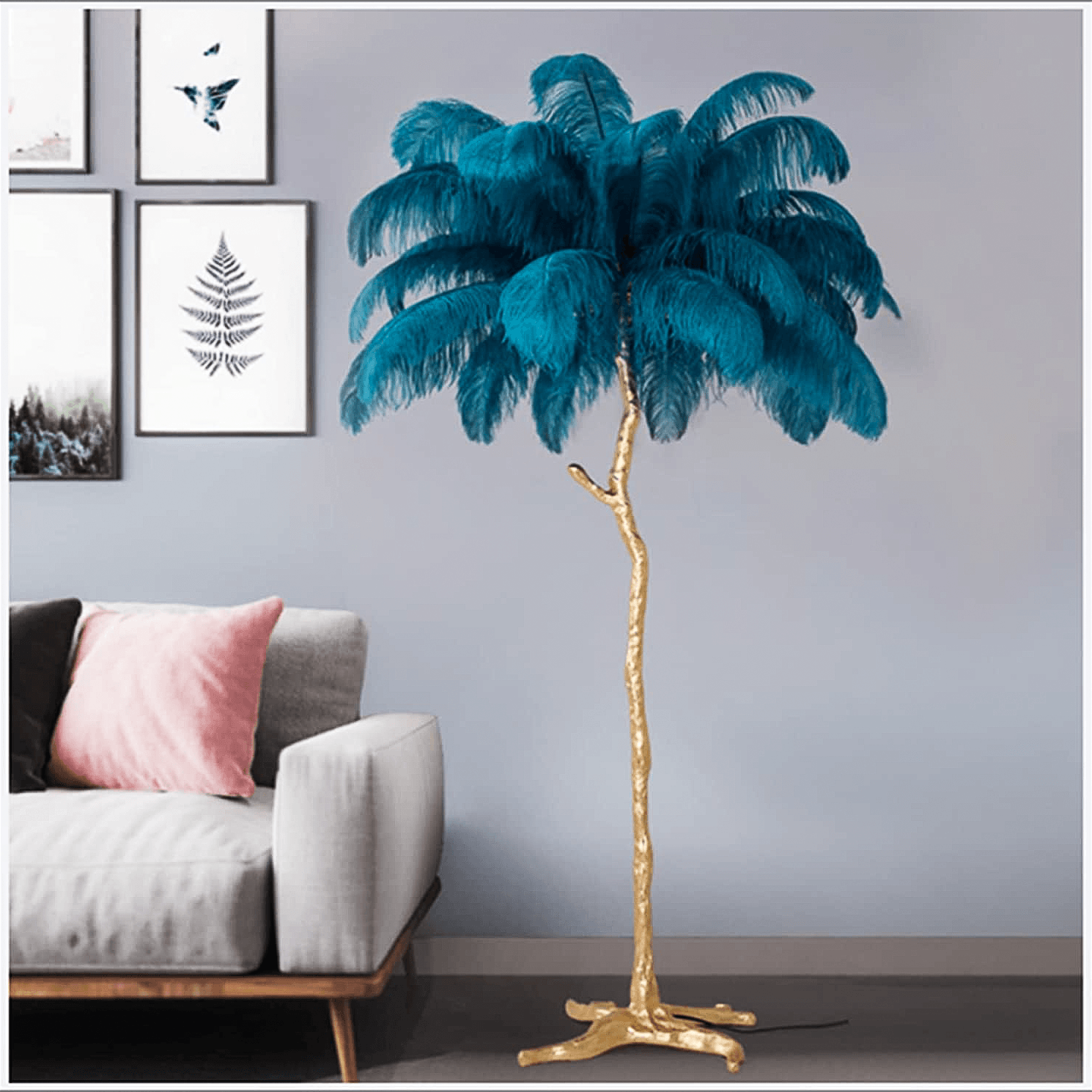 Ostrich Feather Floor Lamp - Casa Di Lumo