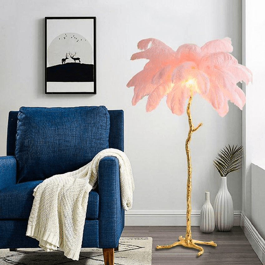 Ostrich Feather Floor Lamp - Casa Di Lumo