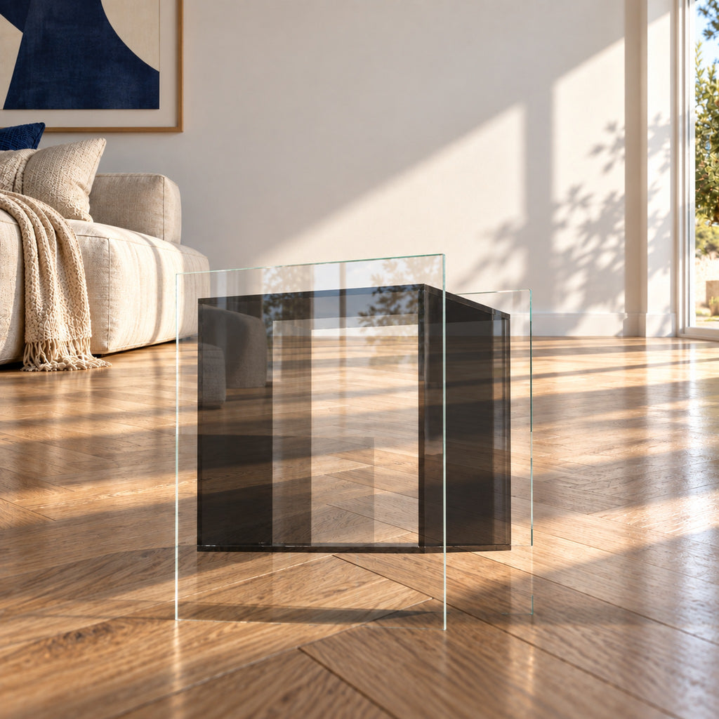 Cool Black Carter Side Table from floor level