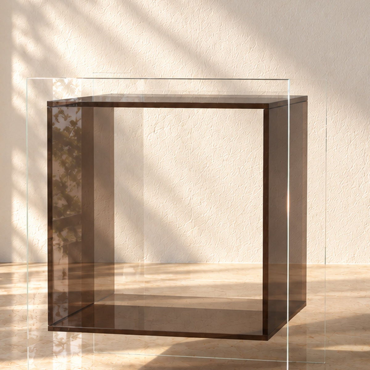 Close-up of the Coffee Brown Carter Side Table acrylic