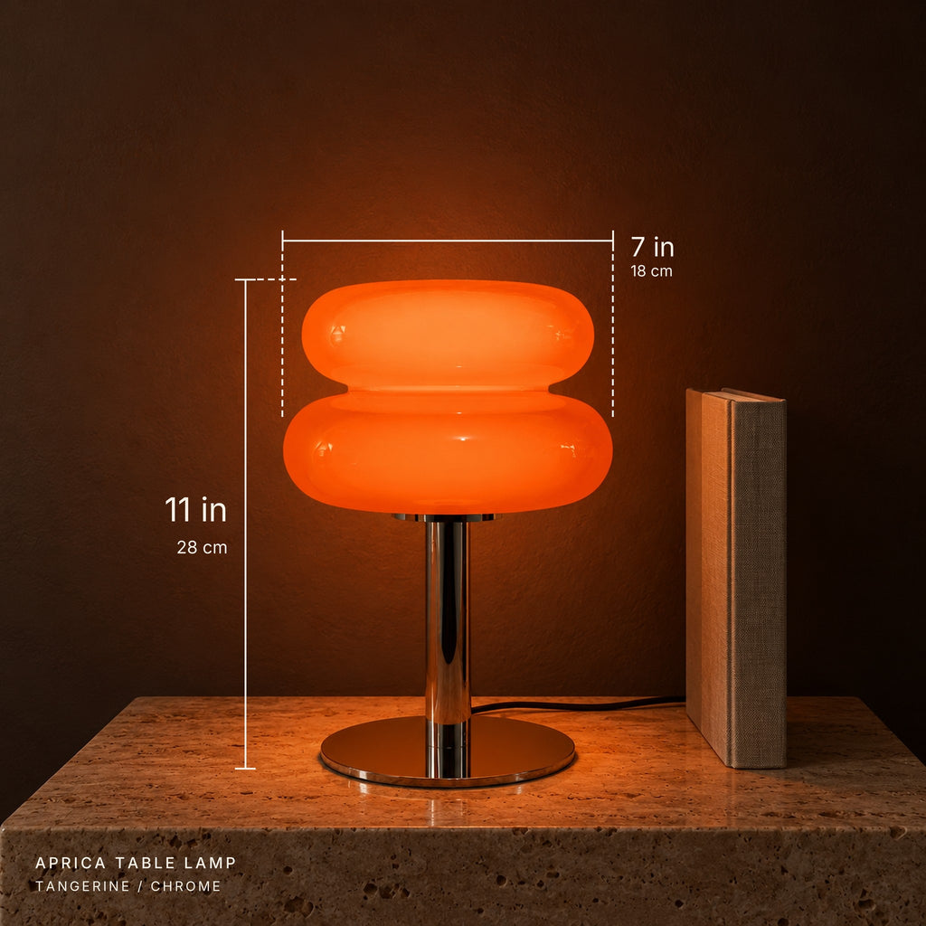 Aprica Table Lamp dimensions: 7 in (18 cm) wide, 11 in (28 cm) tall