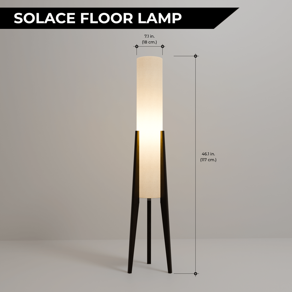 Solace Floor Lamp dimensions: 46.1 in / 117 cm height, 7.1 in / 18 cm shade width