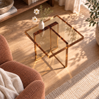 Ella End Table in Golden Wine, overhead view