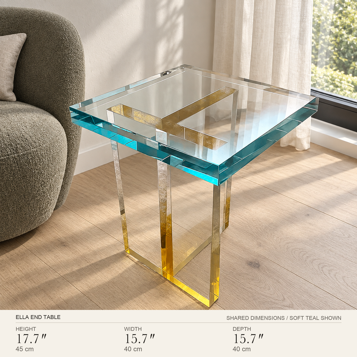 Ella End Table, dimension diagram