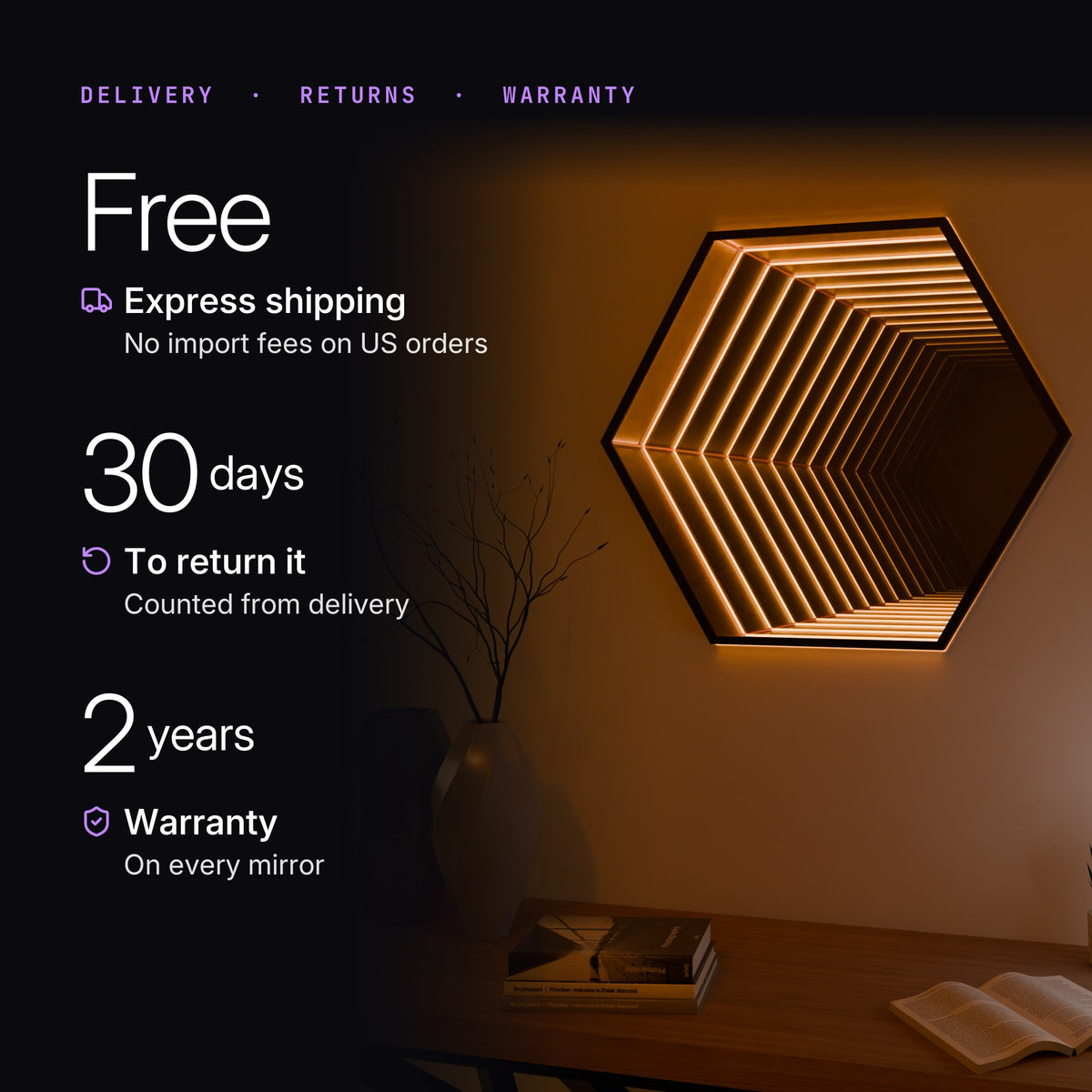 Hexamirror: Free express shipping, 30-day returns and 2-year warranty