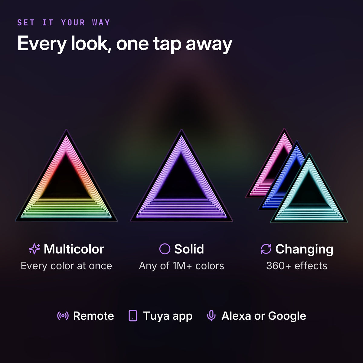 Trimirror: Three color modes: multicolor, solid and changing