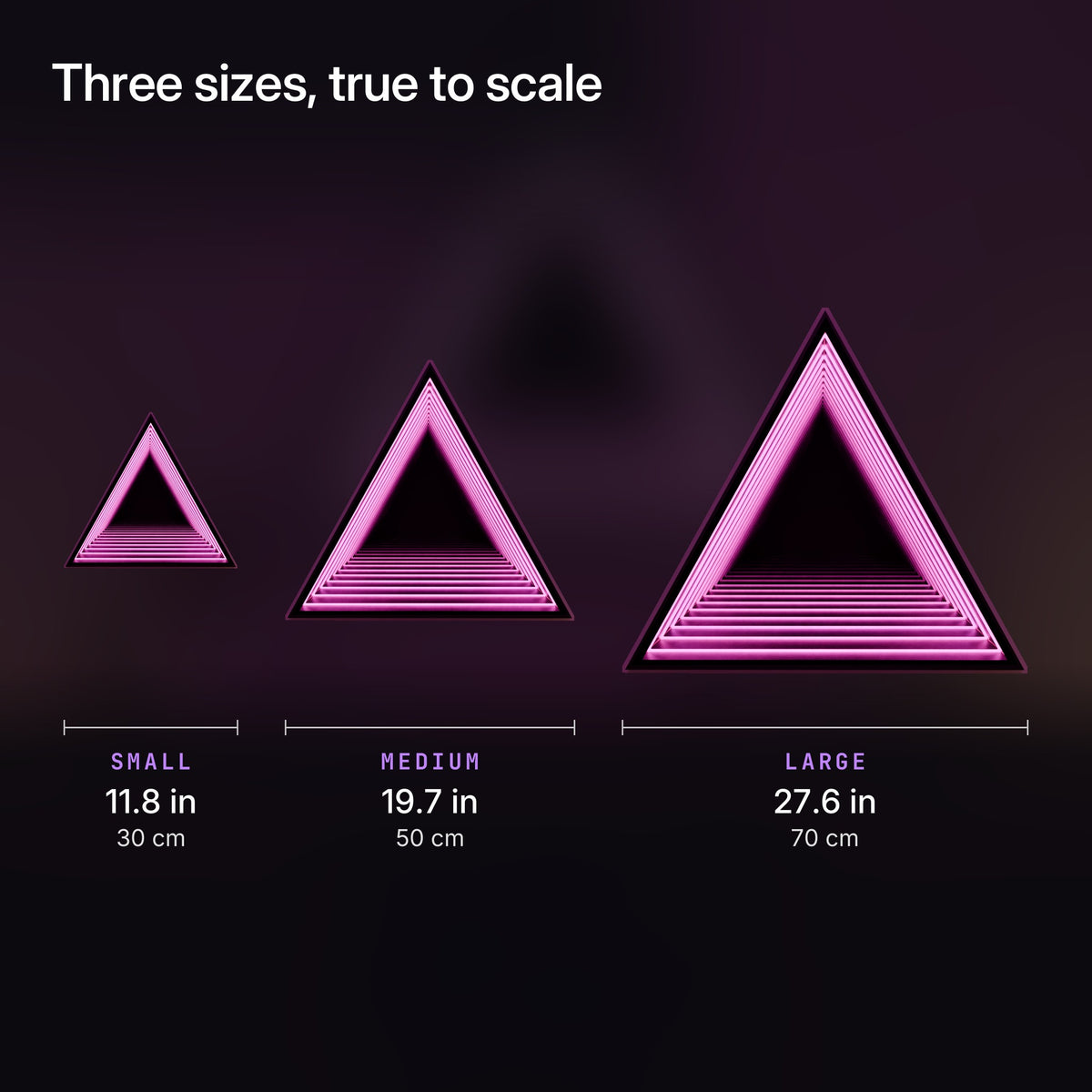 Trimirror: Three actual sizes shown to scale