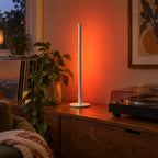 Titanium White Mini Nova Lamp, sideboard with red-orange wall glow